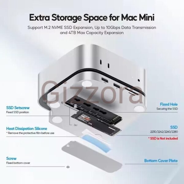 PULWTOP Mac mini M4/M4 Pro Hub Stand Dock - Image 3